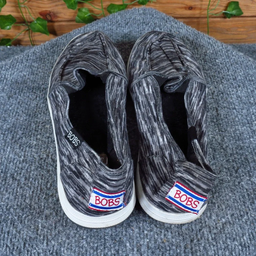 Skechers BOBS Highlights 2.0 Womens Slip On Shoes Size 8.5 Casual Black‎ Grey
